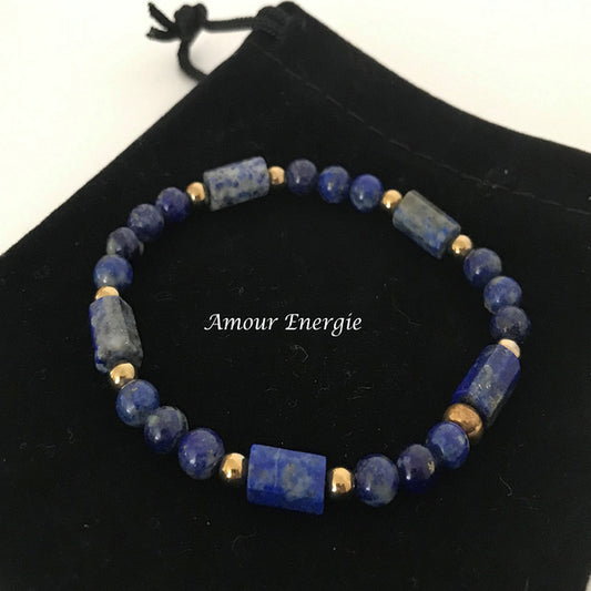Bracelet Perles et Tubes Lapis-Lazuli