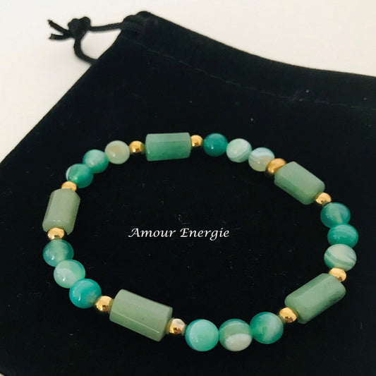 Bracelet Perles et Tubes Aventurine Verte