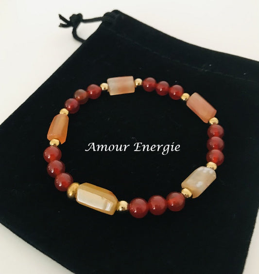 Bracelet perles et tubes Cornaline