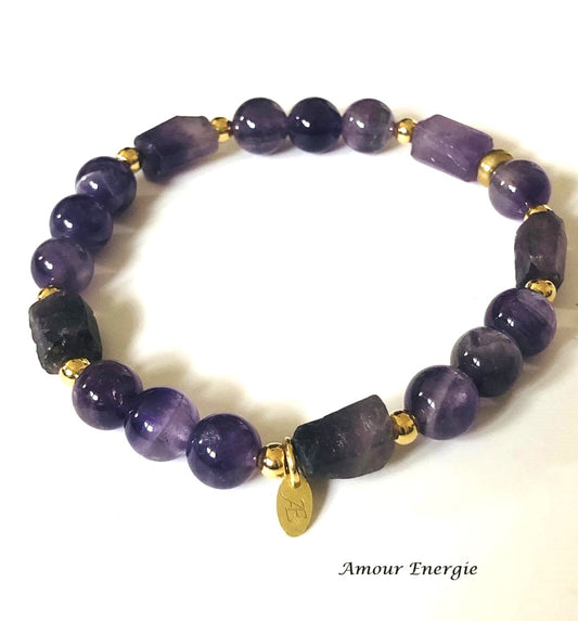 Bracelet Perles et Tubes Améthyste