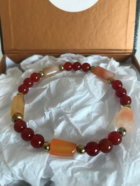 Bracelet perles et tubes Cornaline