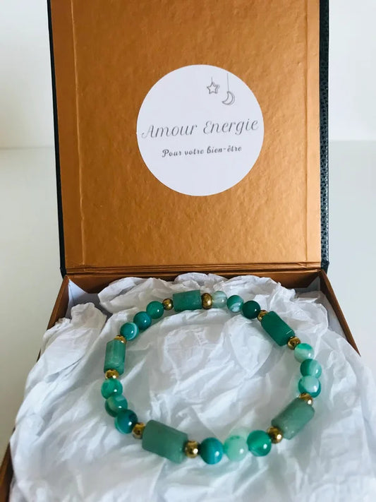 Bracelet Perles et Tubes Aventurine Verte